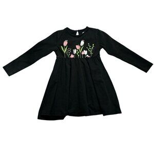 Dot Australia Girls Black Floral Dress Size 5 Years